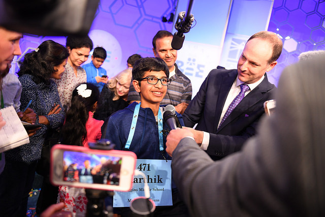 Karthik Nemmani answers media questions after becoming 2018 Champion